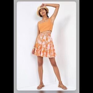 Anthropologie Maeve Ruffled A-Line Mini Skirt Orange Sz XS